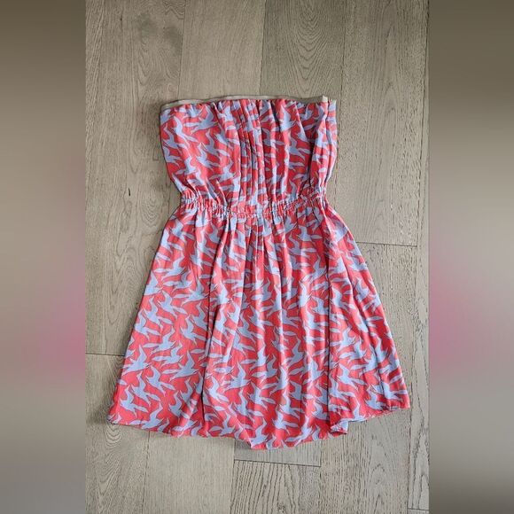 🎁RACHEL Rachel Roy Pink/coral and Grey/bluish Bird Sundress - Picture 1 of 3